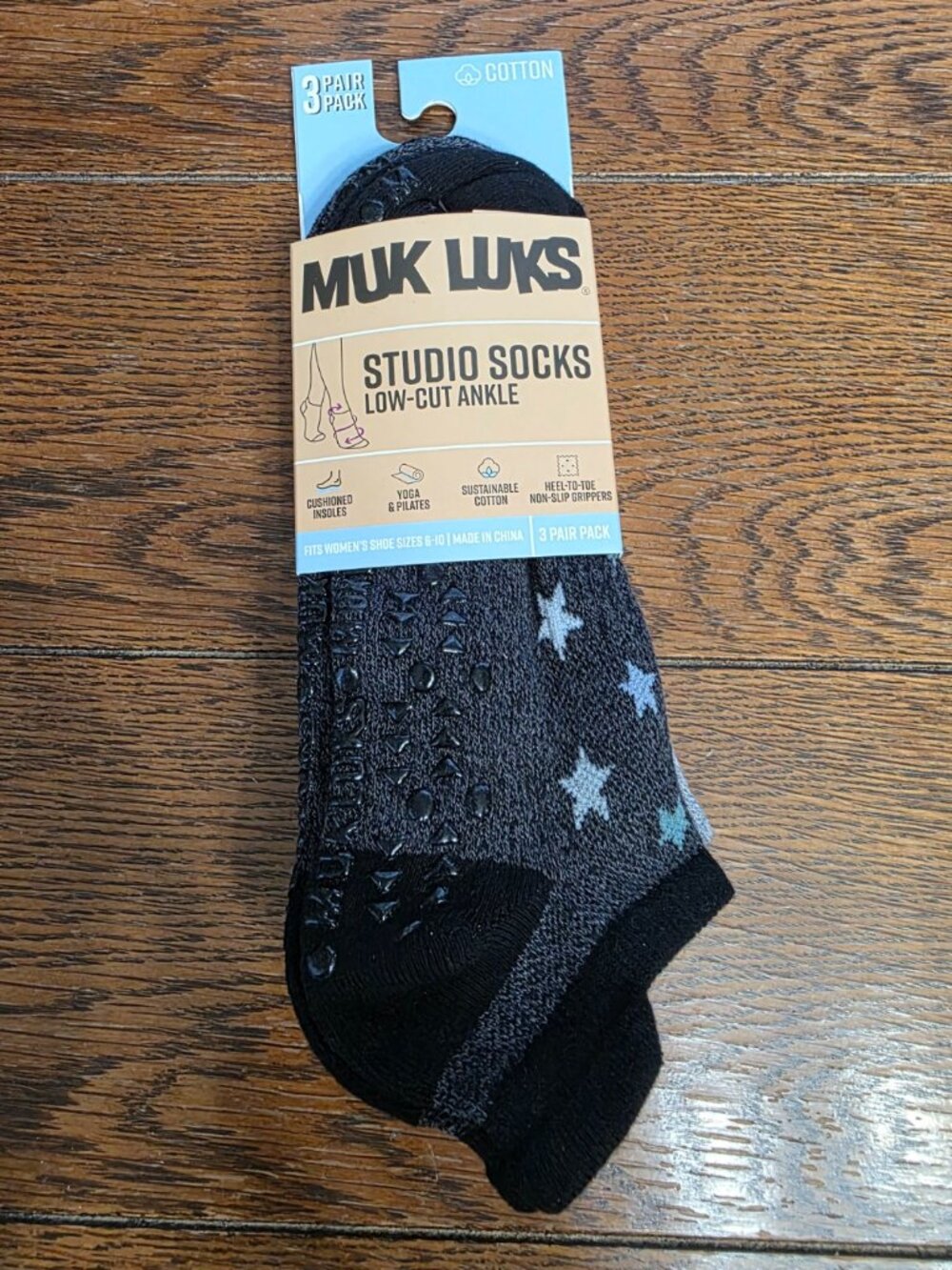 MUK LUKS Women's Yoga Pilates Cotton Low-Cut Ankle Socks 3-Pack Shoe Sizes 6-10